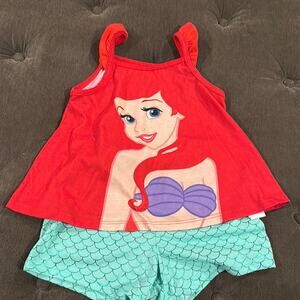 Disney the little mermaid tank top and short pajama set size 4